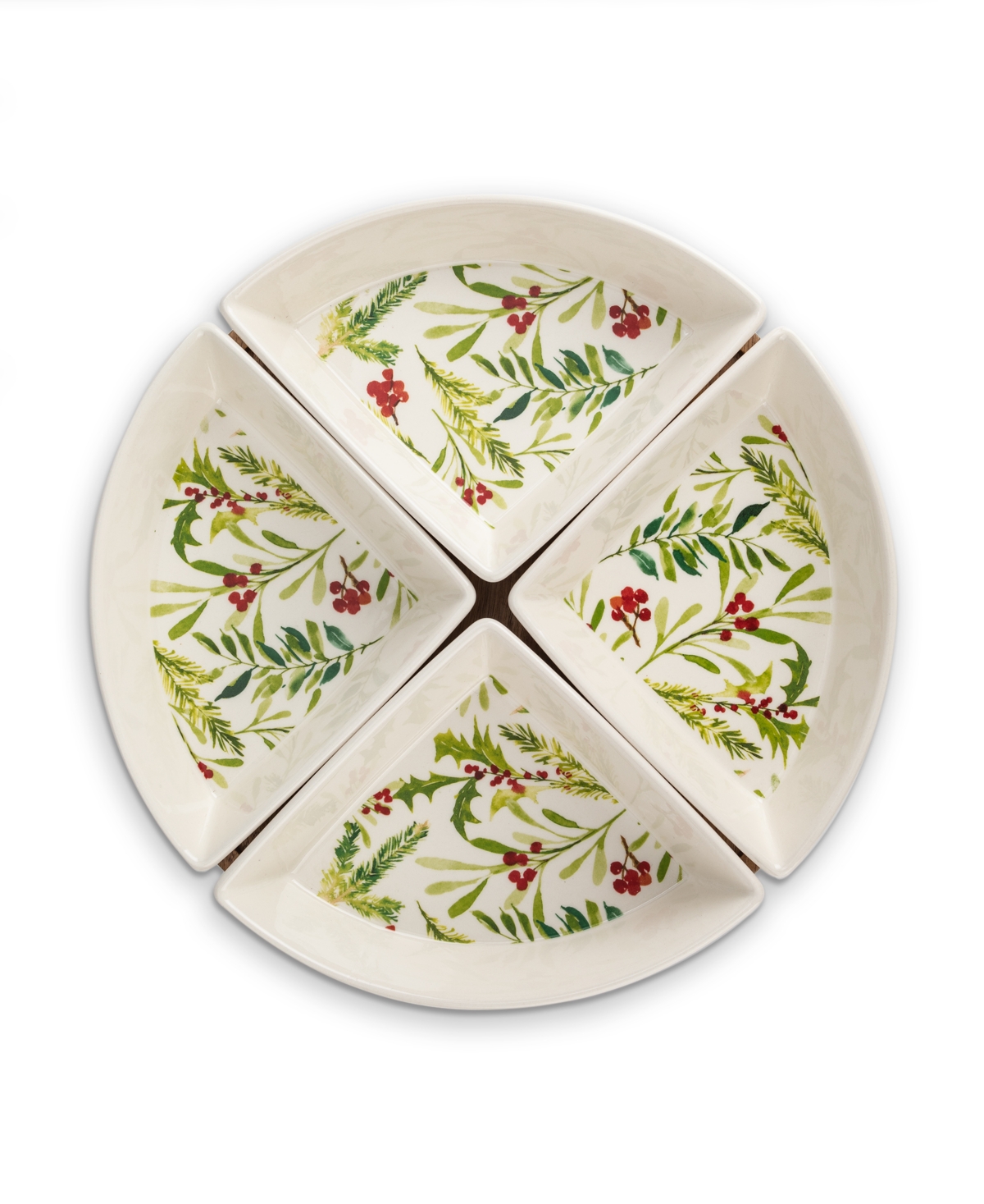Thirstystone Holly Berry Lazy Susan,set of 5 - Green