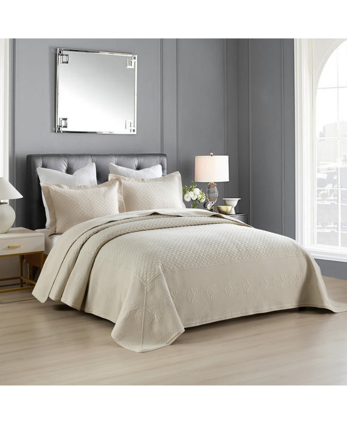 MarCielo 3 Pcs 100% Cotton Oversized Bedspread Quilt Set Tm -Queen