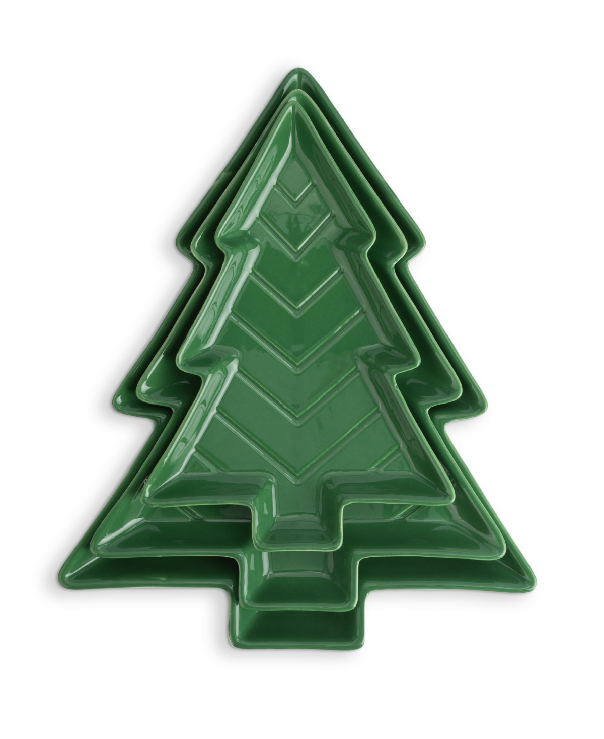 Thirstystone Nested Christmas Tree Stoneware Serve Plates, Set Of 3 In Multi