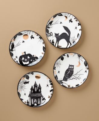 Vintage Halloween Haunted Assorted Accent Plates, Set of 4
