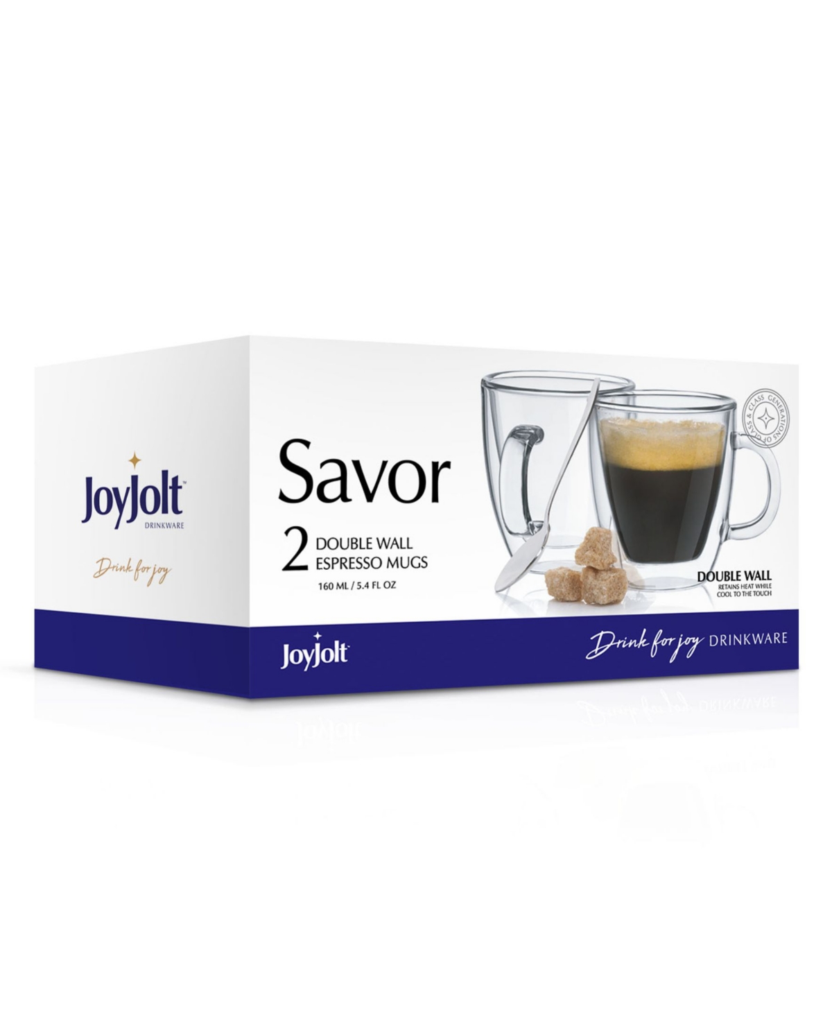 JOYJOLT SAVOR DOUBLE WALL ESPRESSO GLASSES, SET OF 2 
