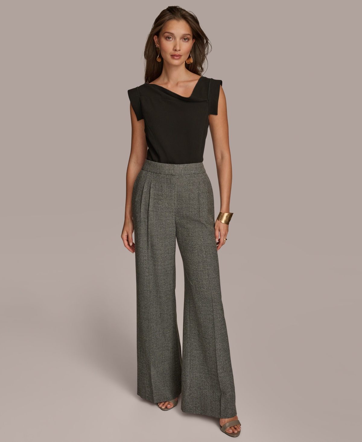 Donna Karan Women's Houndstooth Pleat-Front Trousers