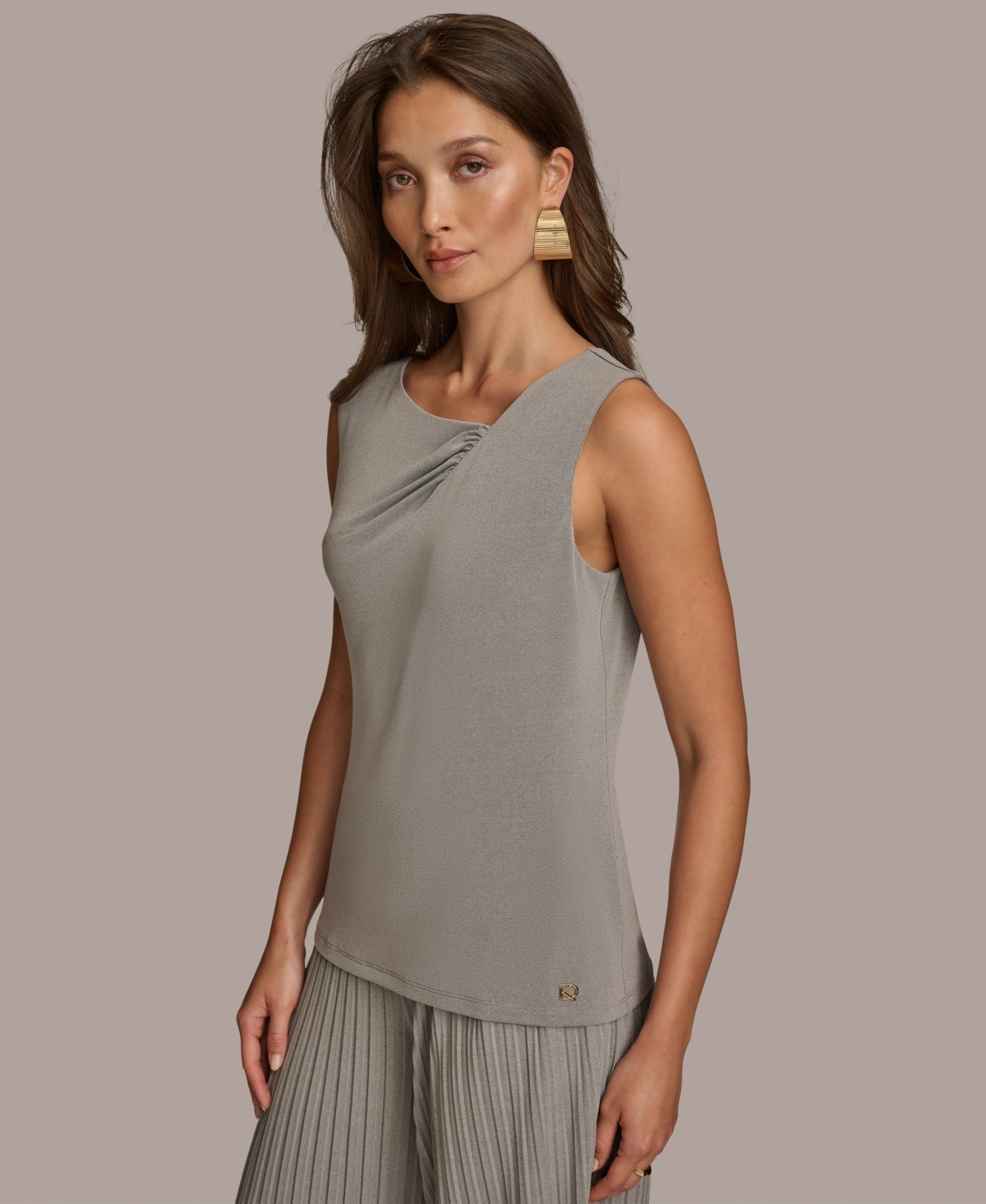 Donna Karan Women's Asymmetric Neckline Sleeveless Top
