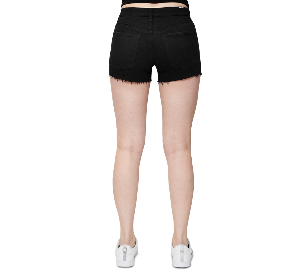 Madden Girl Juniors' Rhinestone-Front Raw-Edge-Hem Shorts
