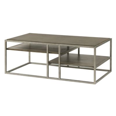 Metal Frame Wood Living Room Coffee Table with Shelf