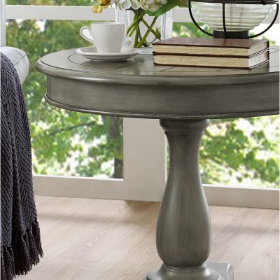   Round Wood Pedestal Side Table