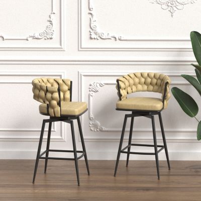Premium Swivel Barstools with Woven Backrest