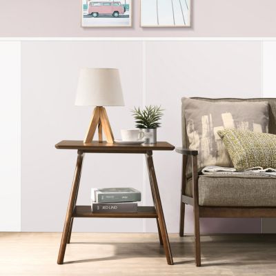 Streamdale Mid-Century Modern Wood End Table with Shelf