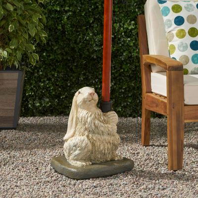 Streamdale Playful Rabbit Umbrella Base Heavy, Resin-Finished Concrete, Adaptable