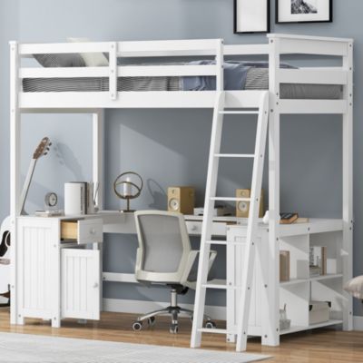 Streamdale Twin Loft Bed with Desk, Drawers & Shelves
