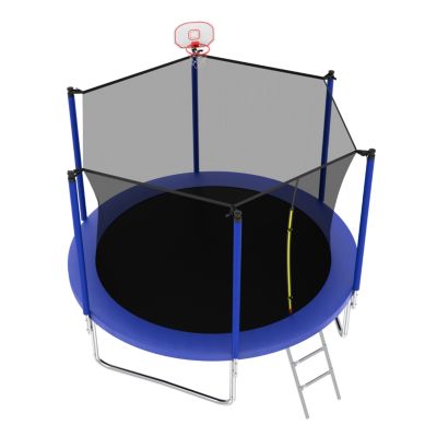8FT Blue Trampoline with Safety Net and Ladder for Kids Outdoor