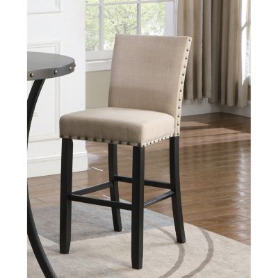 Set of 2 Fabric Bar Stools with Nailhead Trim