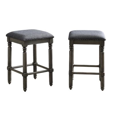 Wood Upholstered Swivel Counter Height Stool, Set of 2