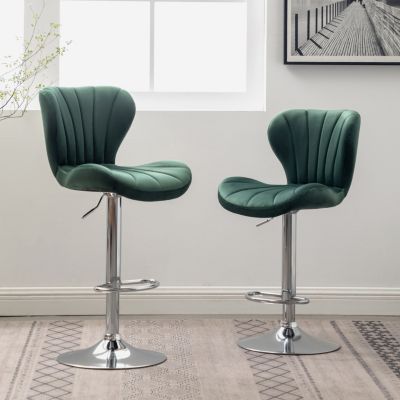 Upholstered Adjustable Swivel Barstools, Set of 2