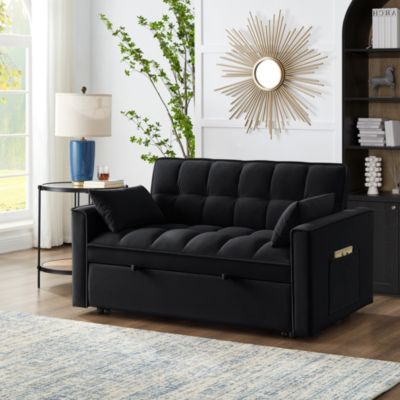 4-in-1 Space-Saving Velvet Loveseat Sofa Bed with Storage