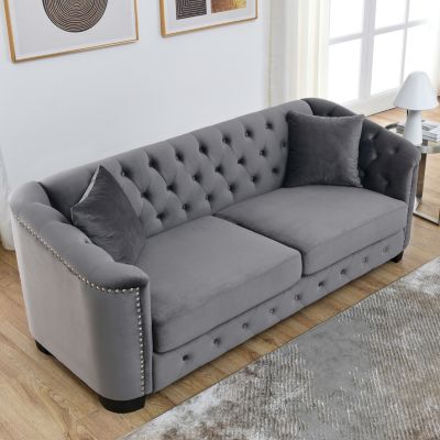 3-seater + 3-seater Combination sofa.Velvet Grey