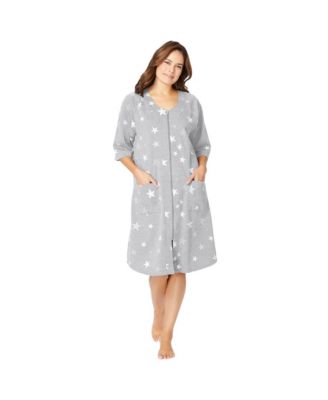 Women's Short Zip-Front Robe in French Terry