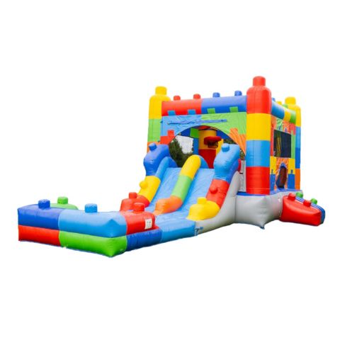 Детская игрушка HERO Kiddo Block Party 26'L x 14'W x 12'H Vinyl Inflatable Water Slide Bounce House with Splash Pool, Up to 8 Players, Ages 3+
