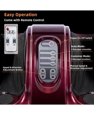 Therapeutic Shiatsu Foot Massager with High Intensity Rollers-Red