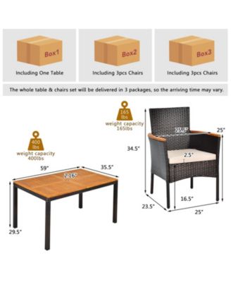 7 Pieces Garden Dining Patio Rattan Set with Cushions for Backyard