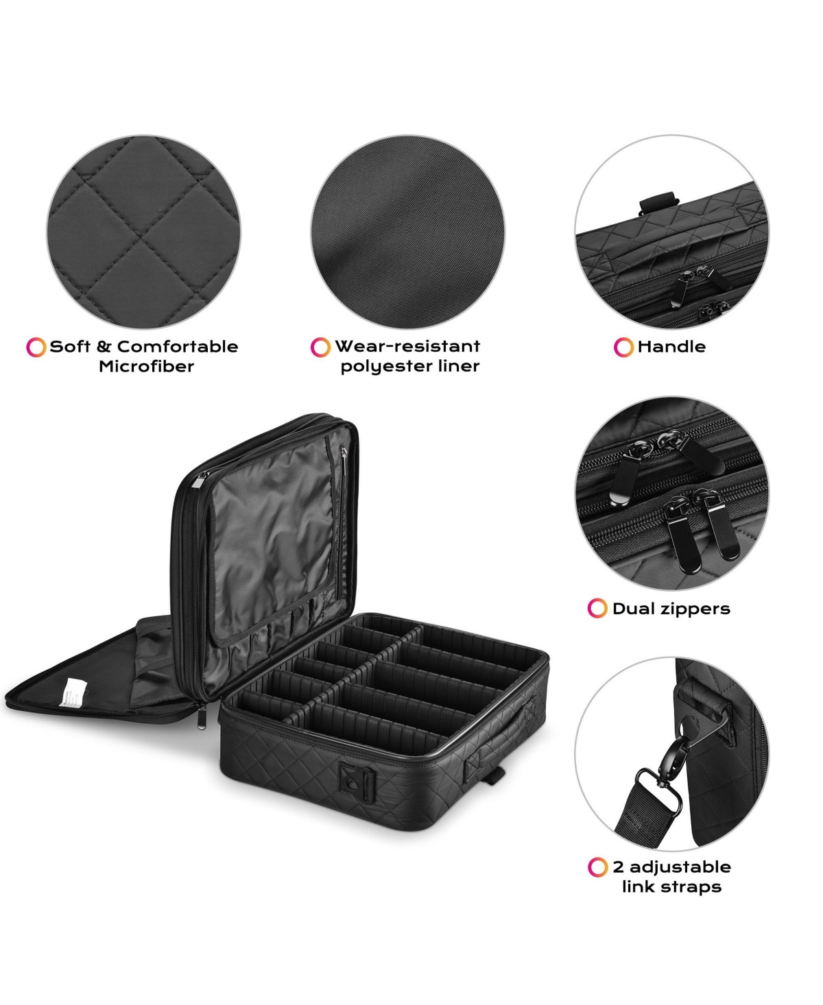 Byootique Portable Makeup Train Case Cosmetic Organizer Brush Holder Travel Bag