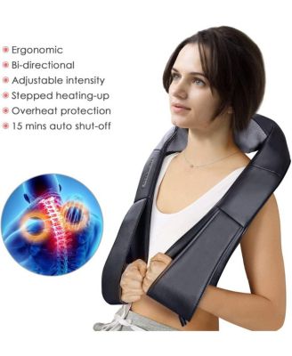 Electric Back and Neck Kneading Shoulder Massager with Heat Straps