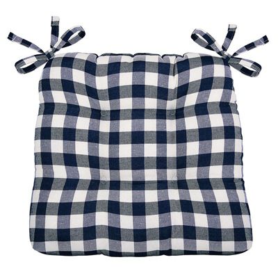 Country Living Gingham Plaid Checkered Country Farmhouse Chair Cushion Pads - 6 Piece  16 in. L x 15 in. W x 3.5 in. D