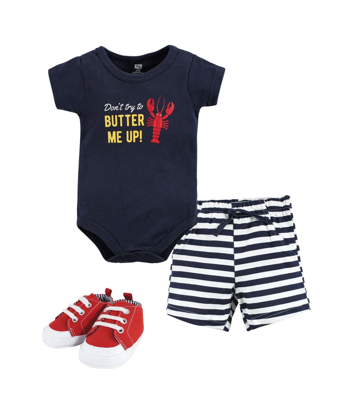 Обувь Hudson Baby Breathable Cotton Coordinated Bodysuit, Shorts, and Shoe Outfit для мальчиков-малышей, цвет: Сливочный — фото 1