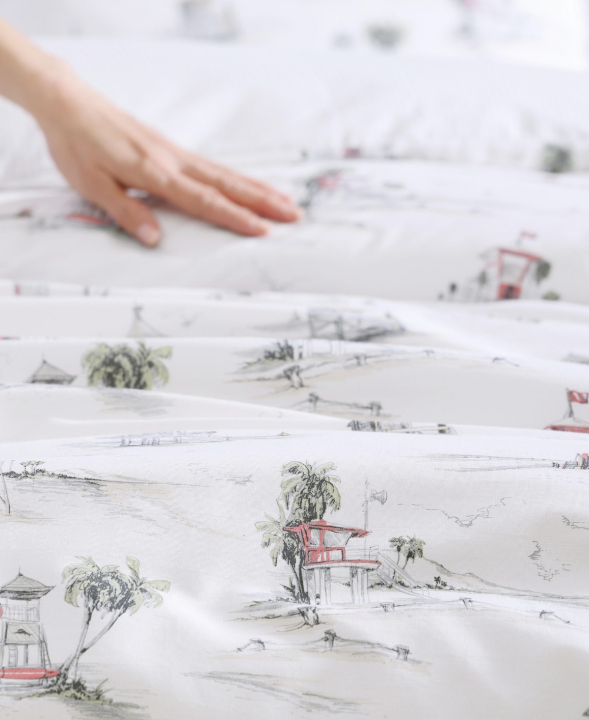 Tommy Bahama Home Beach Club Reversible 3 Piece Duvet Cover Set, -Coral Red