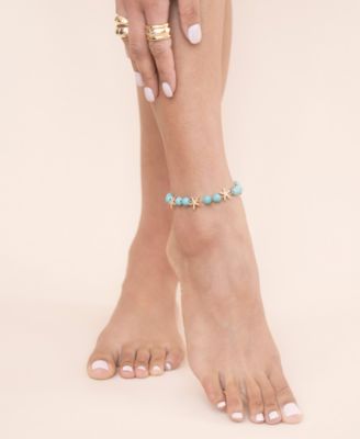 Starfish and Turquoise Linked Anklet