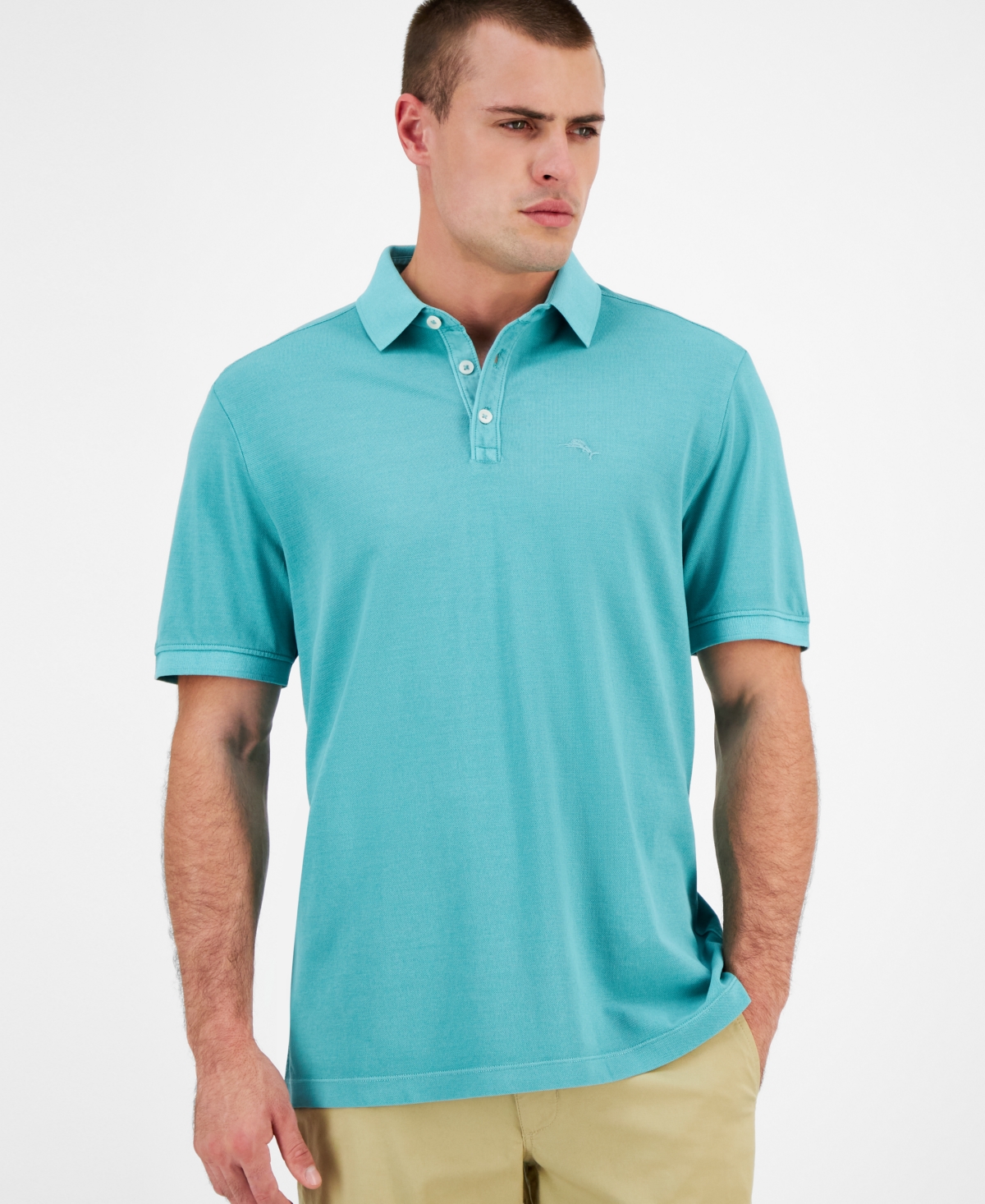Tommy Bahama Men's Lookout Washed Solid Short-sleeve Polo Shirt In Cabo Teal