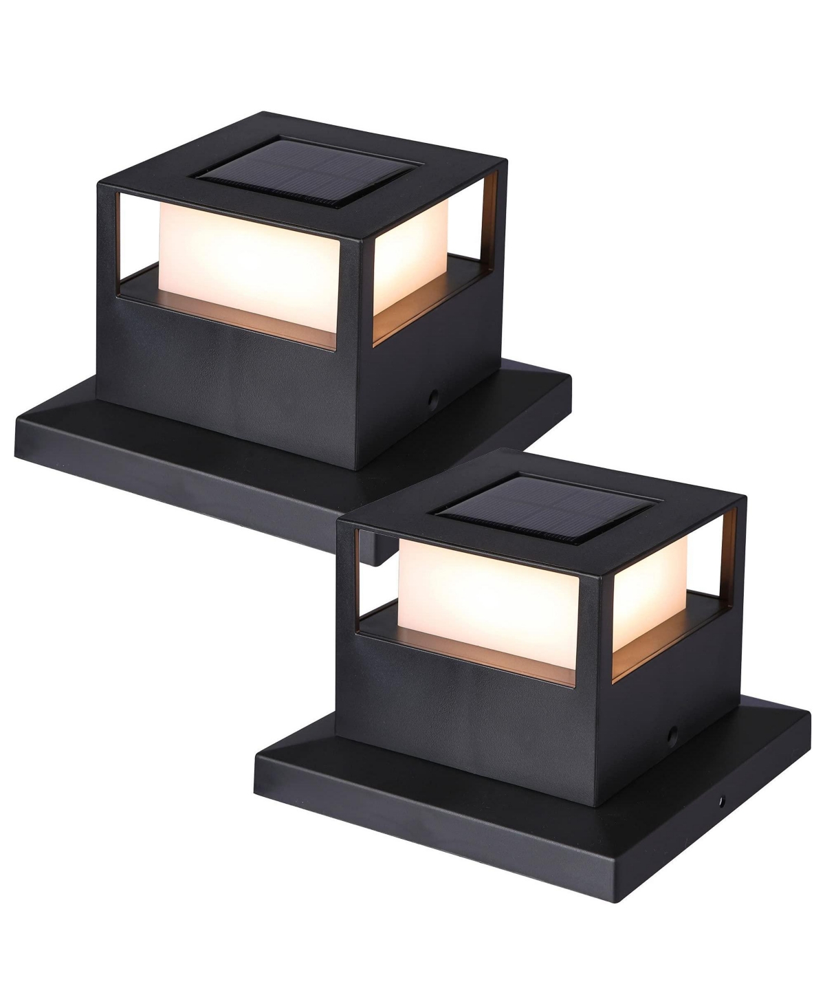 2 Pack Solar Post Lights: Outdoor Warm White - Warm white
