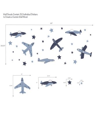  12” X 18”  Little Aviator Airplane & Stars Wall Decals/Stickers