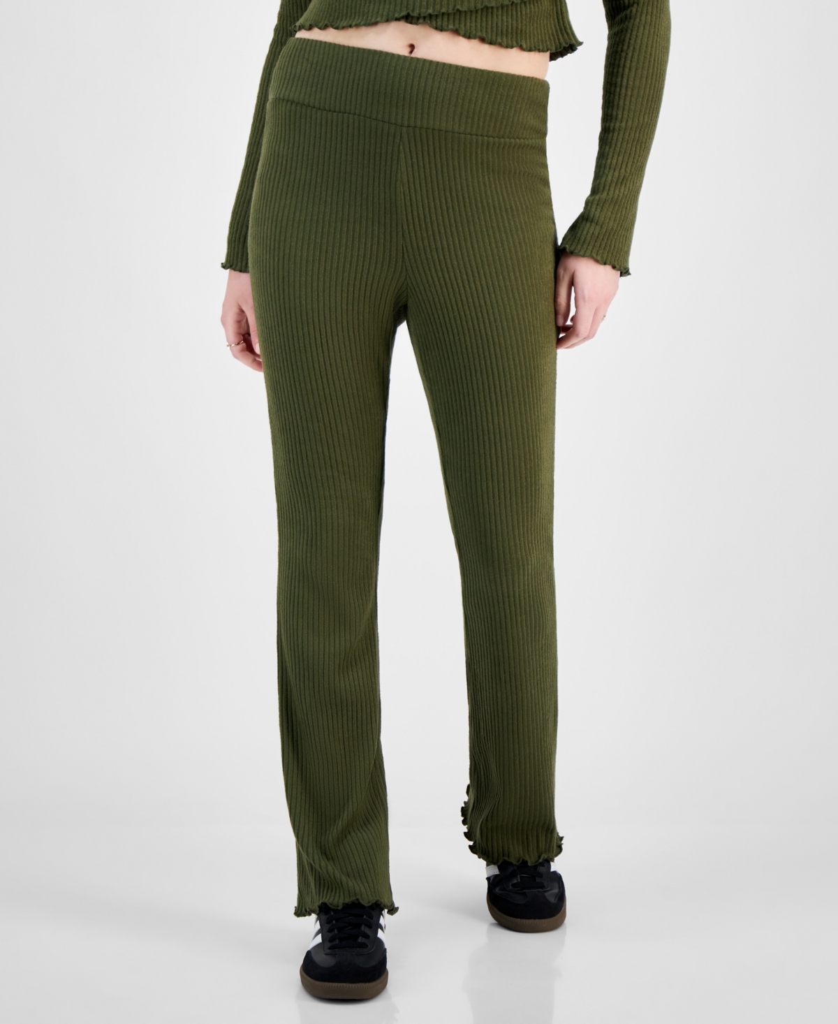 Juniors' Rib-Knit Flare Leggings - Camo Green
