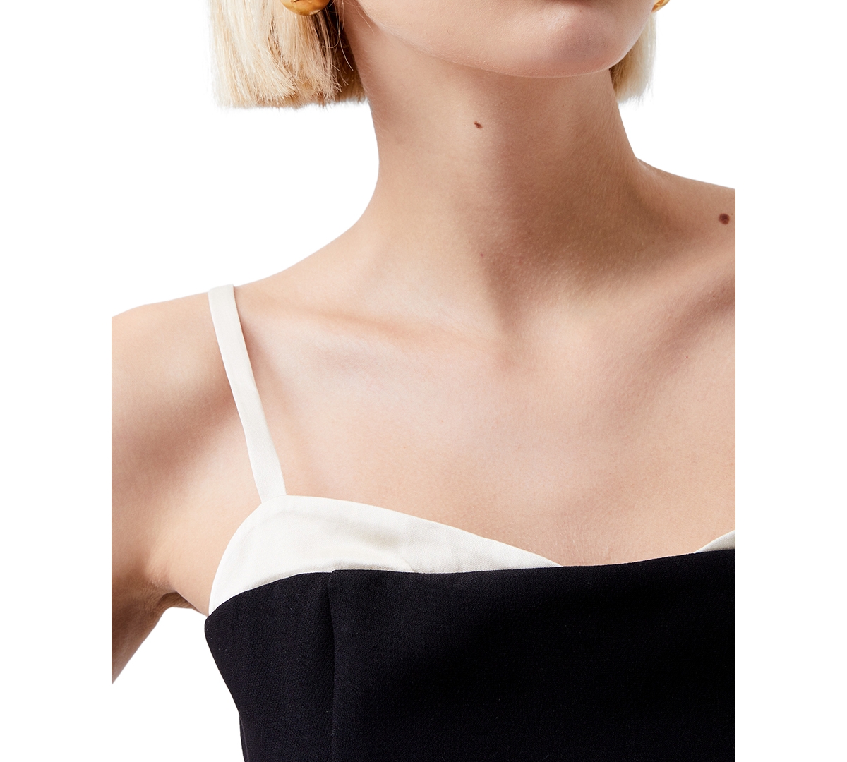 French Connection Womens Button Down Solid Strapless Top In Black