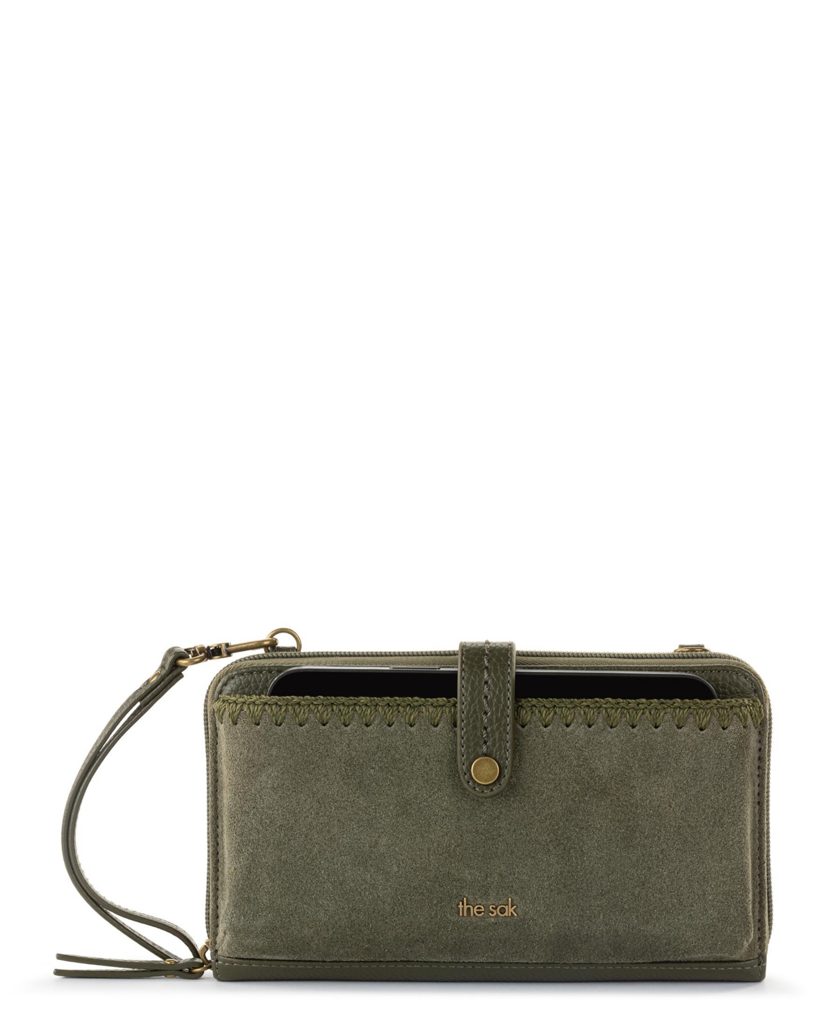 Women's Iris Leather Convertible Crossbody Bag - Moss Suede