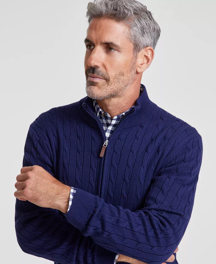 Men's Cable-Knit Full-Zip Sweater - thumbnail 3