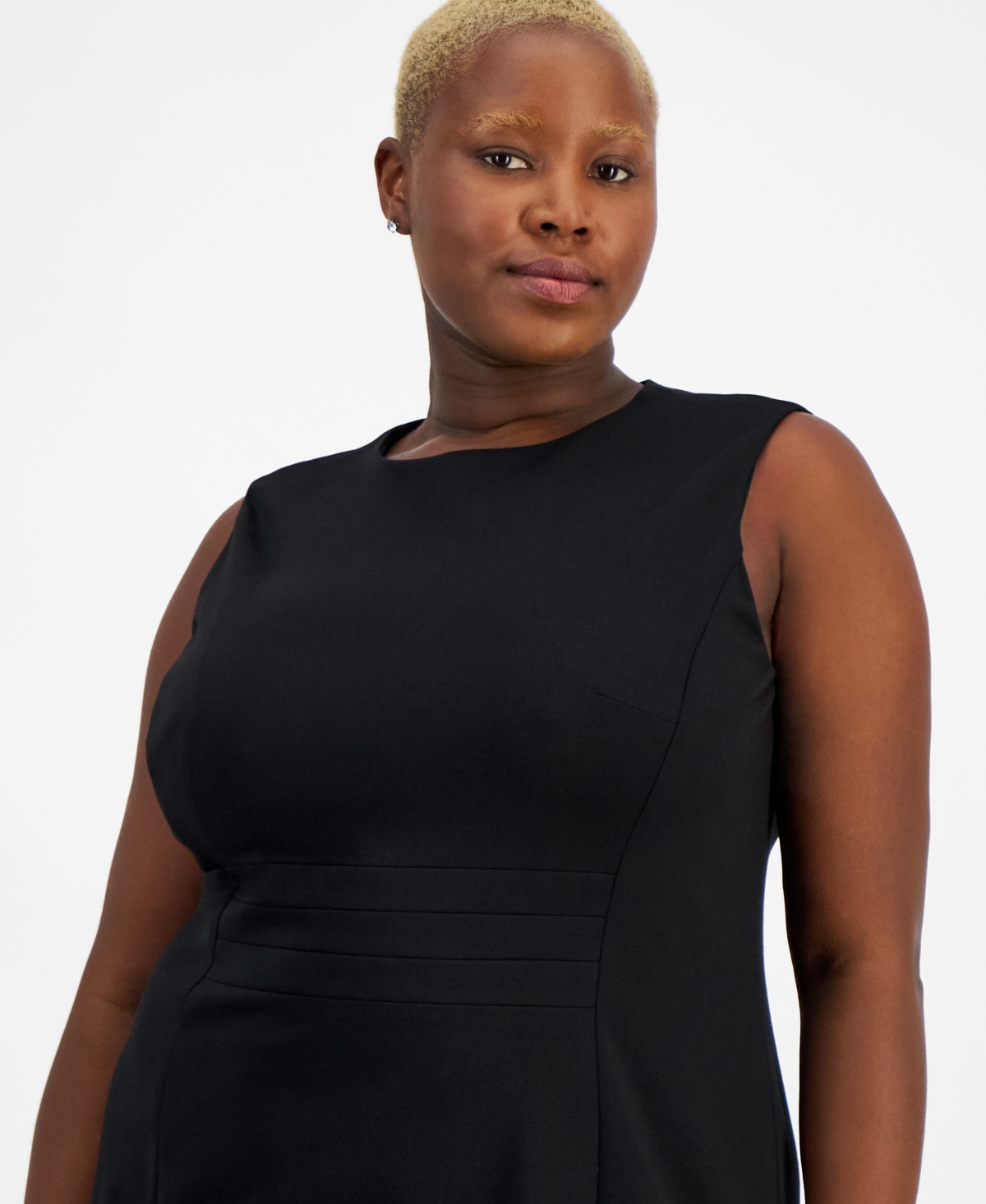 Kasper Plus Size Seamed-Waist Sleeveless Sheath Dress