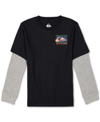 Quiksilver - Big Boys Check Box Graphic Layered-Look T-Shirt