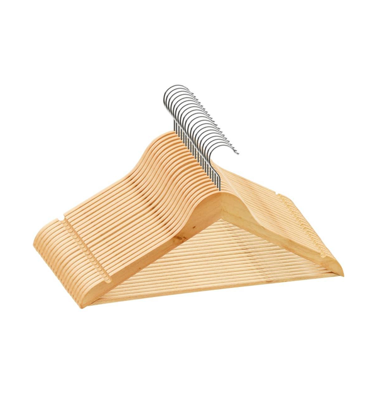 20 pcs Clothes Hanger Set Non-slip Hardwood - Brown