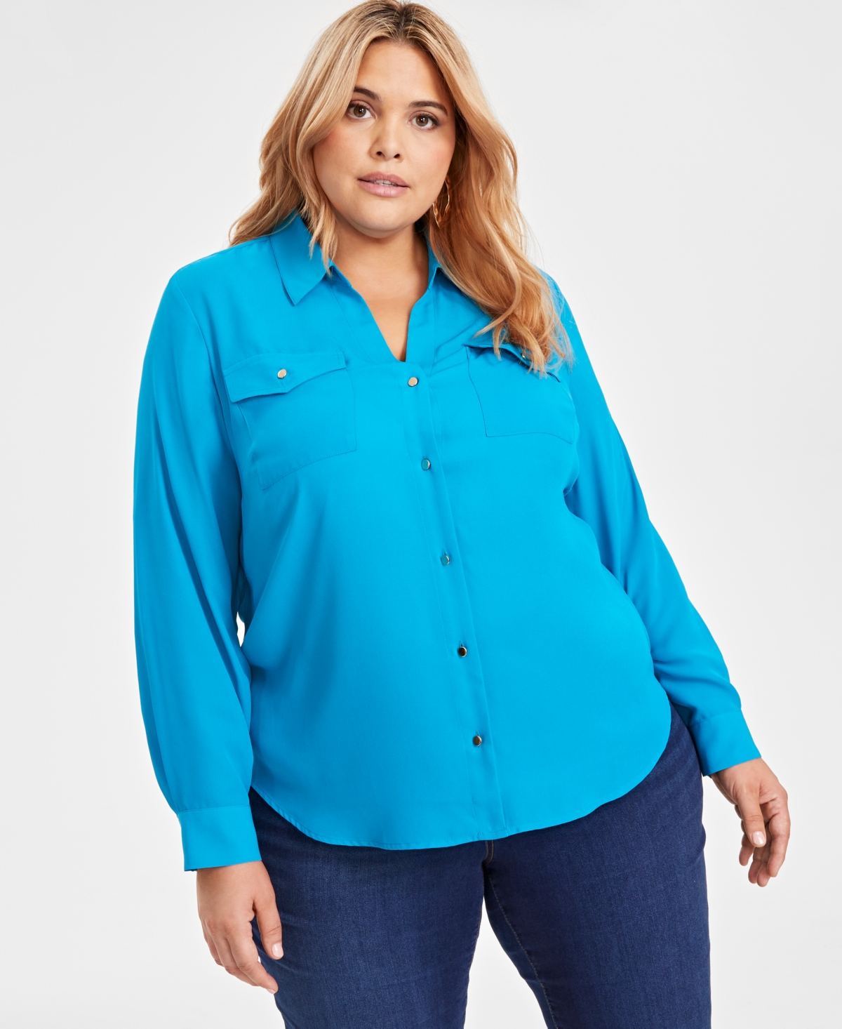 I.n.c. International Concepts Women's Collared Button-Down Blouse, Xs-3X, Created for Macy's
