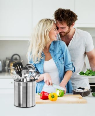 7&amp;quot; Jumbo Stainless Steel Rotating Utensil Holder with Removable Divider