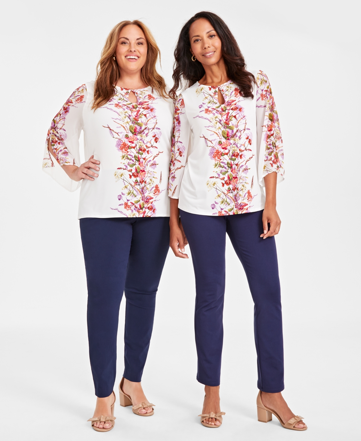 Jm Collection Women's Plus Printed 3/4-Sleeve Top, Created for Macy's
