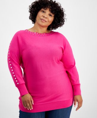 Plus Size Stud Trim Tunic Sweater Created for Macy s