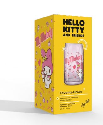 Hello Kitty and Friends Favorite Flavor My Melody Can Shaped Glass Tumbler with Wood Lid and Straw