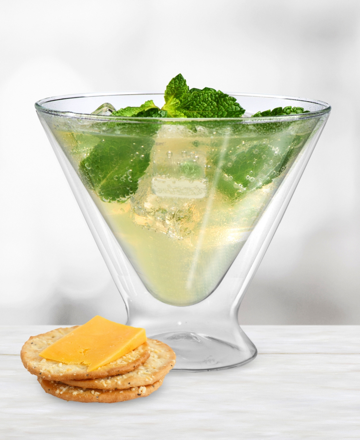 Oggi Set Of 2 10oz Martini Double Wall Insulated Glasses In Clear