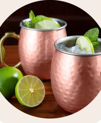 Set of 2, 18oz Hammered Stainless Steel Moscow Mule Mugs