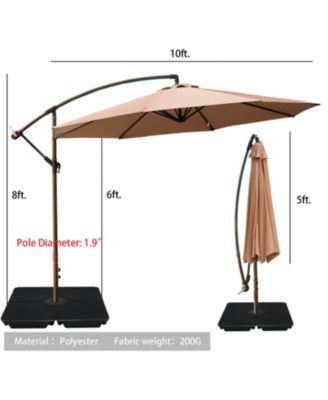 Offset Patio Umbrella 10' Cantilever Hanging Market Umbrella