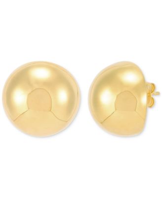 Polished Half Bead Stud Earrings in 14k Gold 