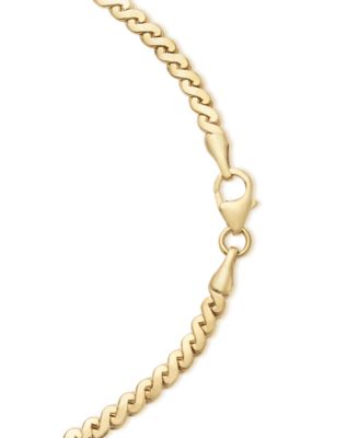 Polished Serpentine Link 18" Chain Necklace in 14k Gold